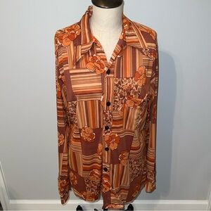 Vintage 70s Don Loper California by Duke of Hollywood Button Down Top Size Large